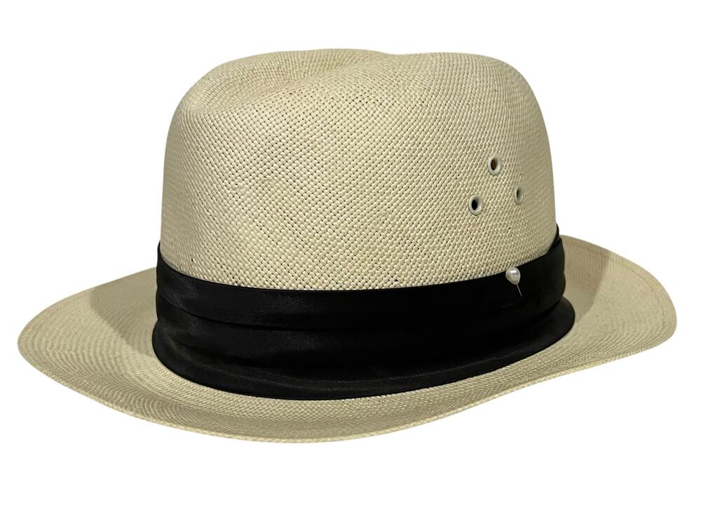 Bee Cool Men’s Panama East Hat Straw Beige Black Band Size Medium